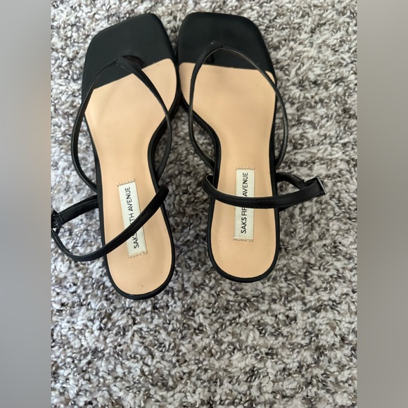 Saks Fifth Avenue Black Strappy Heels - Picture 3 of 4